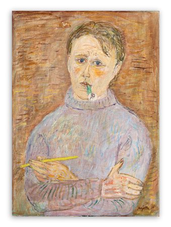 GUIDO PAJETTA (1898-1987) - Autoritratto con pipa e pennello, 1939