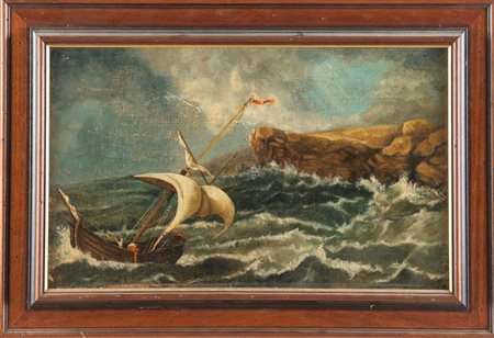 Maestro tra XVII e XVIII secolo, Veliero in mare con tempesta