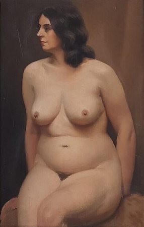 Pittore tra il XIX e XX secolo, Nudo femminile seduto di fronte