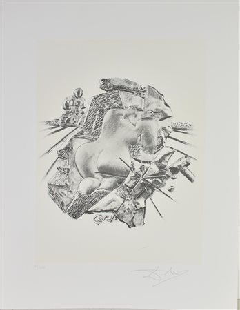 Salvador Dali' (1904 - 1989) LA SCULTURA lito-serigrafia su carta a mano...