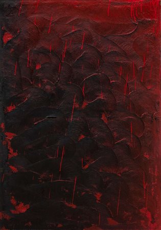 Marco Abisso, Hell of self, 2018, vernice e catramina spray su tela, cm 100x70