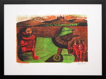 Gaetano Pompa, Senza titolo, 1969, litografia su carta, cm 50x70, tiratura...