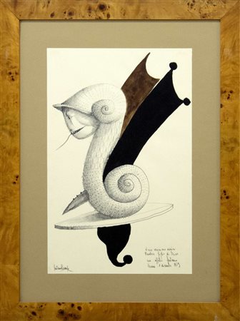 Gaetano Pompa, Senza titolo, 1979, tecnica mista su carta, cm 40x26,...