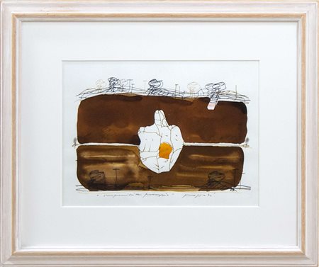 Concetto Pozzati, Impossibile paesaggio , 1992-1995, tecnica mista su carta,...