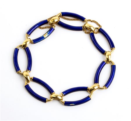  
Bracciale in oro con smalti blu, appartenuto alla Contessa Paola Della Chiesa 
 