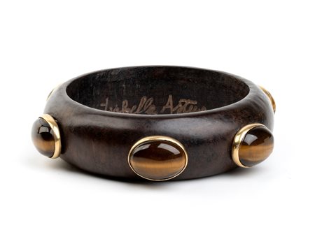 ISABELLA ASTENGO  
bracciale in legno con quarzo occhio di tigre 
 