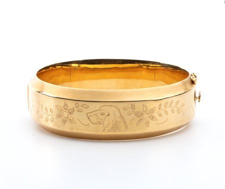Bracciale a cerchio rigido in oro bracciale a fascia in oro giallo 18k con...