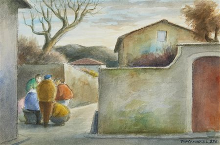 TIRINNANZI NINO GIOVANNI (1923 - 2002) - GIOCATORI DI TOPPA, 1986.