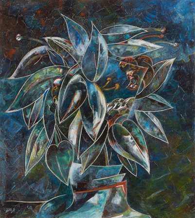 DOVA GIANNI (1925 - 1991) - VASO DI FIORI IN UN INTERNO, 1966.