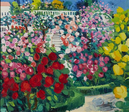 FACCINCANI ATHOS (n. 1951) - SCALINATA FRA LE ROSE, 1994.