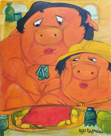 TAPPARINI UGO Lecce 1933 - 2016 "Maiali a tavola"