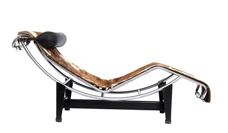 Chaise longue mod. LC4 con struttura in tubolare metallico cromato, telai in metallo laccato nero, rivestimento in cavallino   Charles Le Corbusier