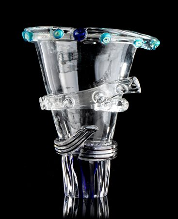 Grande vaso in vetro soffiato di Murano con particolare lavorazione a murrine   