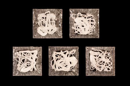 Lotto di 5 lastre in vetro soffiato di Murano    