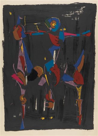 MARINI MARINO Pistoia 1901 - 1980 "Bunter reiter" 1975 80x56 litografia a...