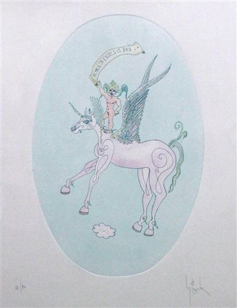 ONTANI LUIGI Vergato (BO) 1943 "Gloria in excelsis Deo" 1984 63,5x 47 foglio,...