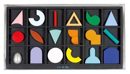 DEL PEZZO LUCIO Napoli 1933 "Senza titolo" 36x66x3 multiplo in legno dipinto,...