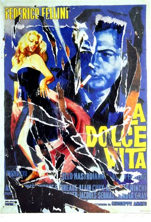 ROTELLA MIMMO Catanzaro 1918 - 2006 Milano "La dolce vita" 100x70 decollage,...