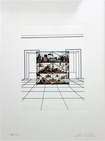 PAOLINI GIULIO Genova 1940 "Senza titolo" 66x48 foglio, 40x29,5 litografia a...