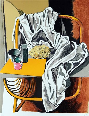 GUTTUSO RENATO Bagheria (PA) 1911 - 1987 Roma "Natura morta con sedia, drappo...