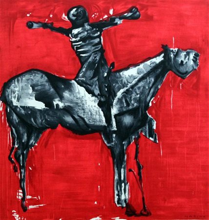 MARINI MARINO Pistoia 1901 - 1980 "Cavaliere a cavallo" 80x80 serigrafia su...