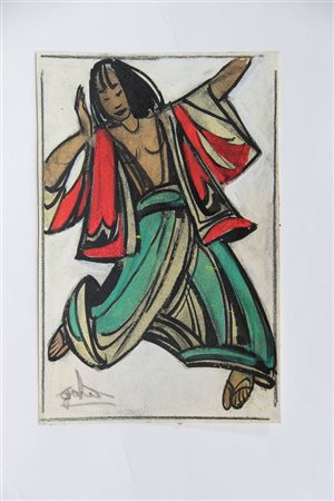 GOLIA (Eugenio Colmo) Torino 1885 - 1967 "Giovane cinese" 1958 34,5x22,5...