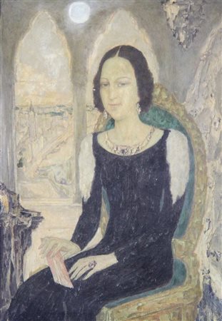 MARINI GIOVANNI Gorlago (BG) 1887 - 1973 Bergamo "Figura femminile in interno...