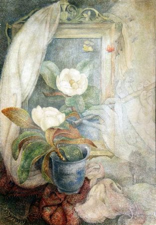 VERCELLI GEMMA Torino 1916 - 1995 Montecarlo "Senza titolo" 70x50 tempera...