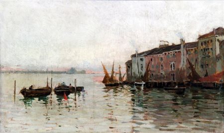 PITTORE ANONIMO DELL'800 "Laguna veneta" 24x40 olio su tavoletta L'opera reca...