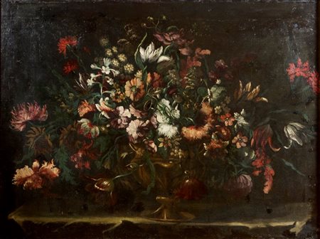PITTORE ANONIMO DEL XVIII SECOLO "Natura morta di fiori" 101x137 olio su tela...