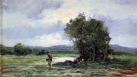 GHEDUZZI MARIO Crespellano (BO) 1891 - 1970 Torino "Dopo la pioggia" 14x19...