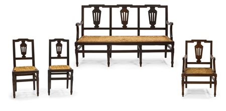 SALOTTO Salotto in noce, Piemonte, epoca Luigi XVI, fine XVIII sec., composto...