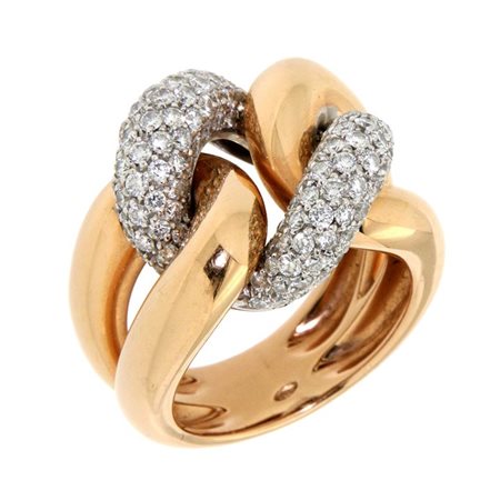 ANELLO Anello in oro rosa e bianco, sommità a intreccio con diamanti taglio...