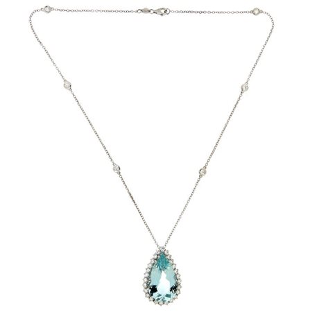 CATENA CON CIONDOLO Catena con ciondolo in oro bianco con acquamarina taglio...