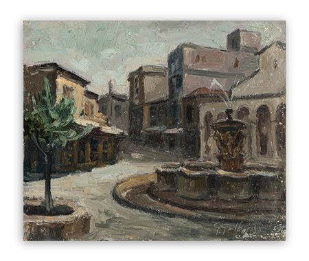 GIACINTO GALBIATI (1908-1992) - Una fontana di Heraklion (Creta), 1980