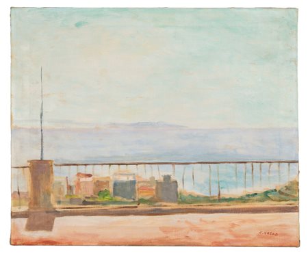 Emilio Sobrero (Torino 1890-Roma 1964)  - Terrazza a Posillipo, 1954