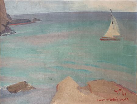 Roberto Melli (Ferrara 1885-Roma 1958)  - Mare di Celle Ligure, 1951