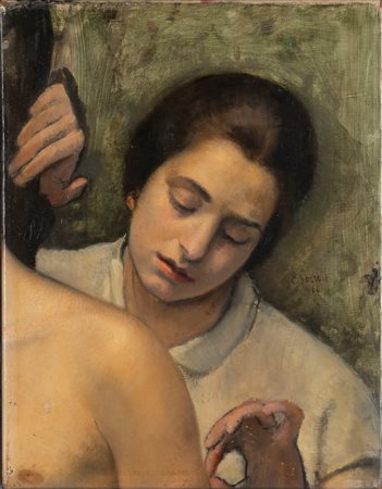 Carlo Socrate (Mezzanabigli 1889-Roma  1967)  - La vestizione (Intimità), 1924