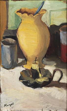 Concetto Maugeri (Catania 1919-Roma 1951)  - Natura morta con vasi e portacandela