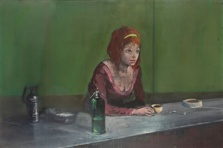 Alberto Sughi (Cesena 1928-Bologna 2012)  - Ragazza al banco del bar, 1966
