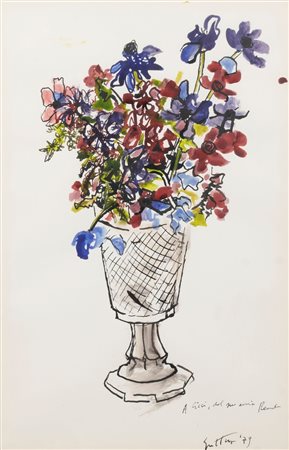 Renato Guttuso (Bagheria 1911-Roma 1987)  - Fiori nel vaso, 1979