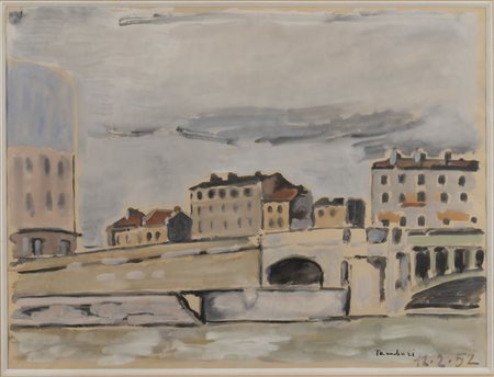 Orfeo Tamburi (Jesi 1906-Parigi 1994)  - Case sulla Senna, 1952