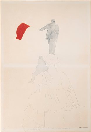 Franco Angeli (Roma 1935-1988)  - Bandiera Rossa, late 60s