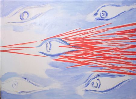 Virgilio Guidi, Occhi nello spazio, 1971, olio su tela, cm 240x200, Esposto...