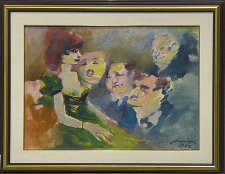 Mino Maccari, L’esame, 1967, olio su tela, cm 50x70, opera registrata presso...