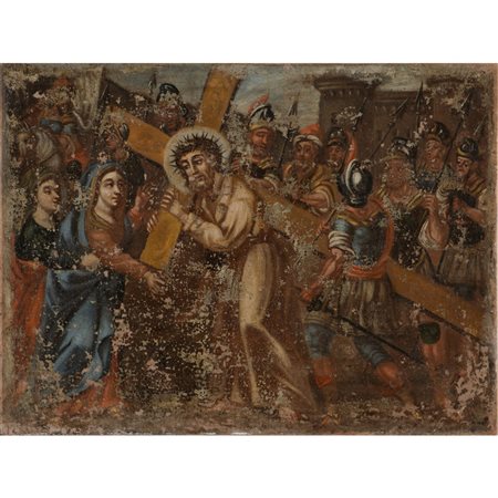 SCUOLA SICILIANA DEL XVIII SECOLO,Tre dipinti ad olio su tela