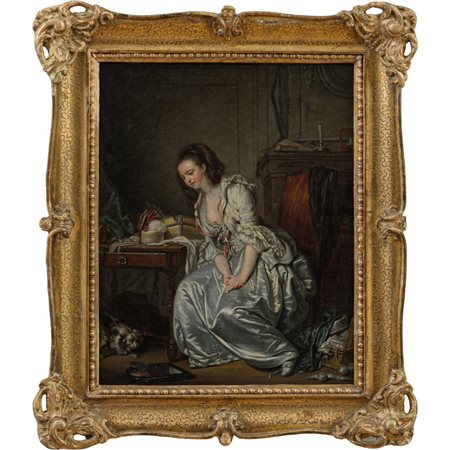 JEAN BAPTISTE GREUZE (Seguace di), Olio su tela