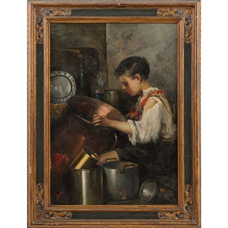 SCUOLA NAPOLETANA DELLA FINE DEL XIX SECOLO, Olio su tela