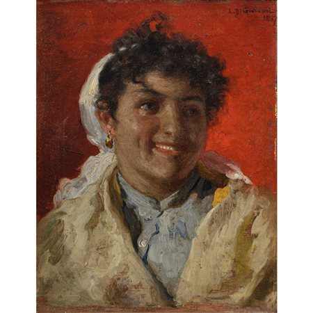 LUIGI DI GIOVANNI, Popolana, Olio su tavoletta