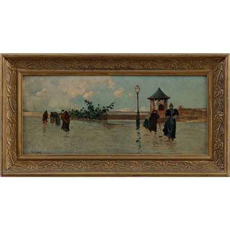 MICHELE CATTI, Passeggiata, Olio su tavoletta